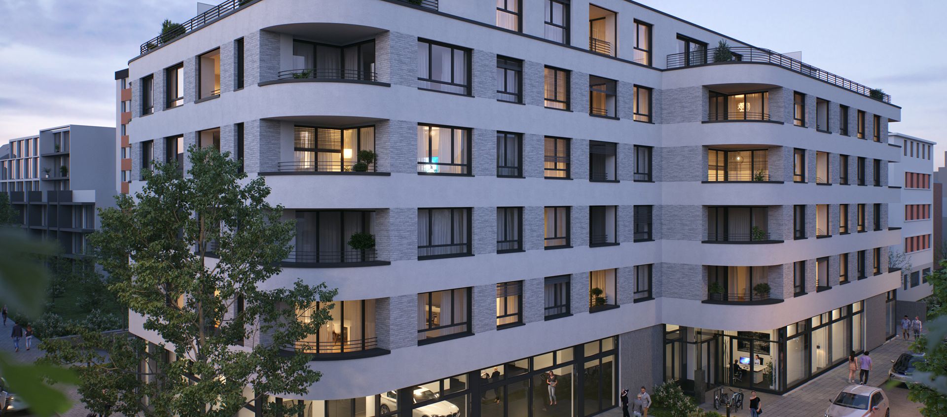 Rendering des neues Wohn- und Geschäftsgebäudes